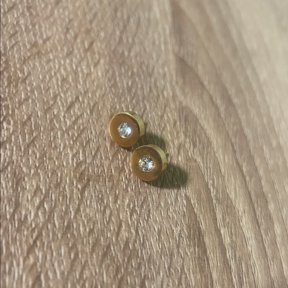 Gold Stud Earrings with gem